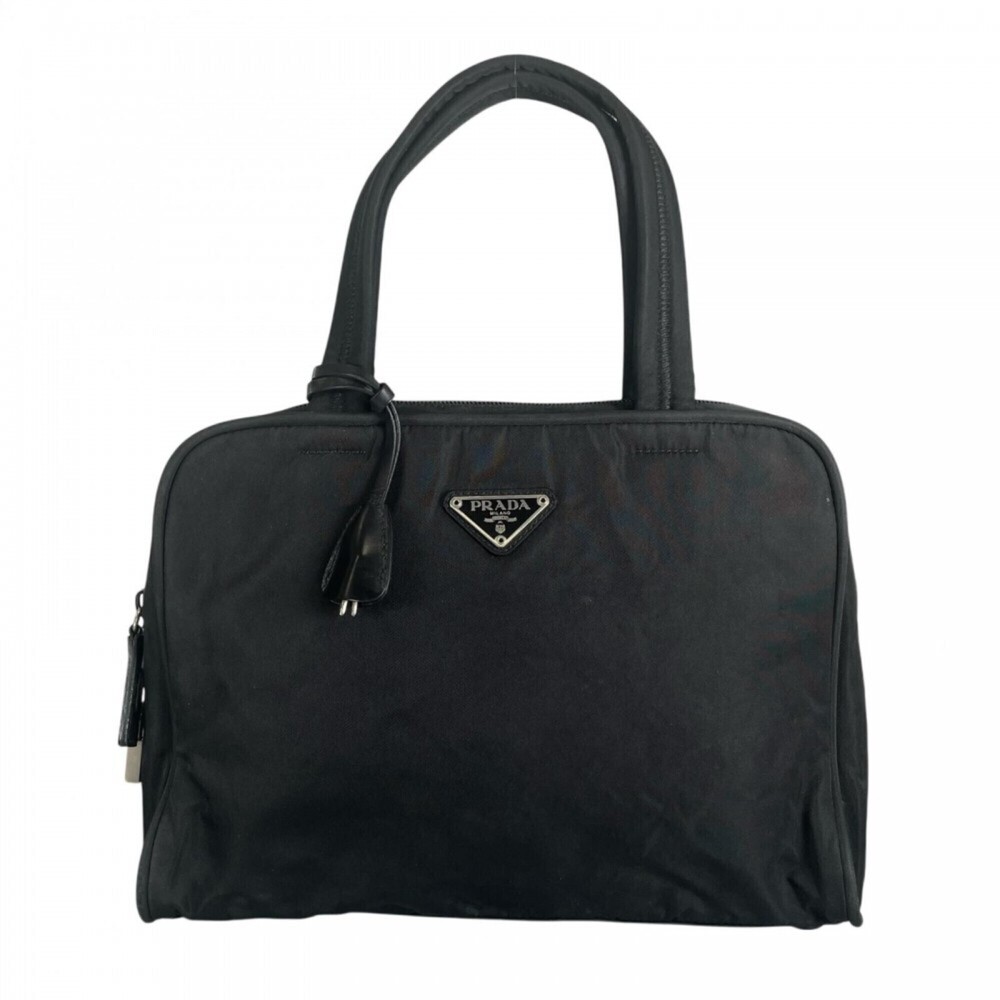 Prada handbag for men and women, made of nylon, black.